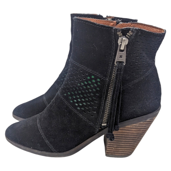 Lucky Brand Shoes - Lucky Brand Ramses Suede Leather Ankle Boots Booties Womens 8 Black Block Heel